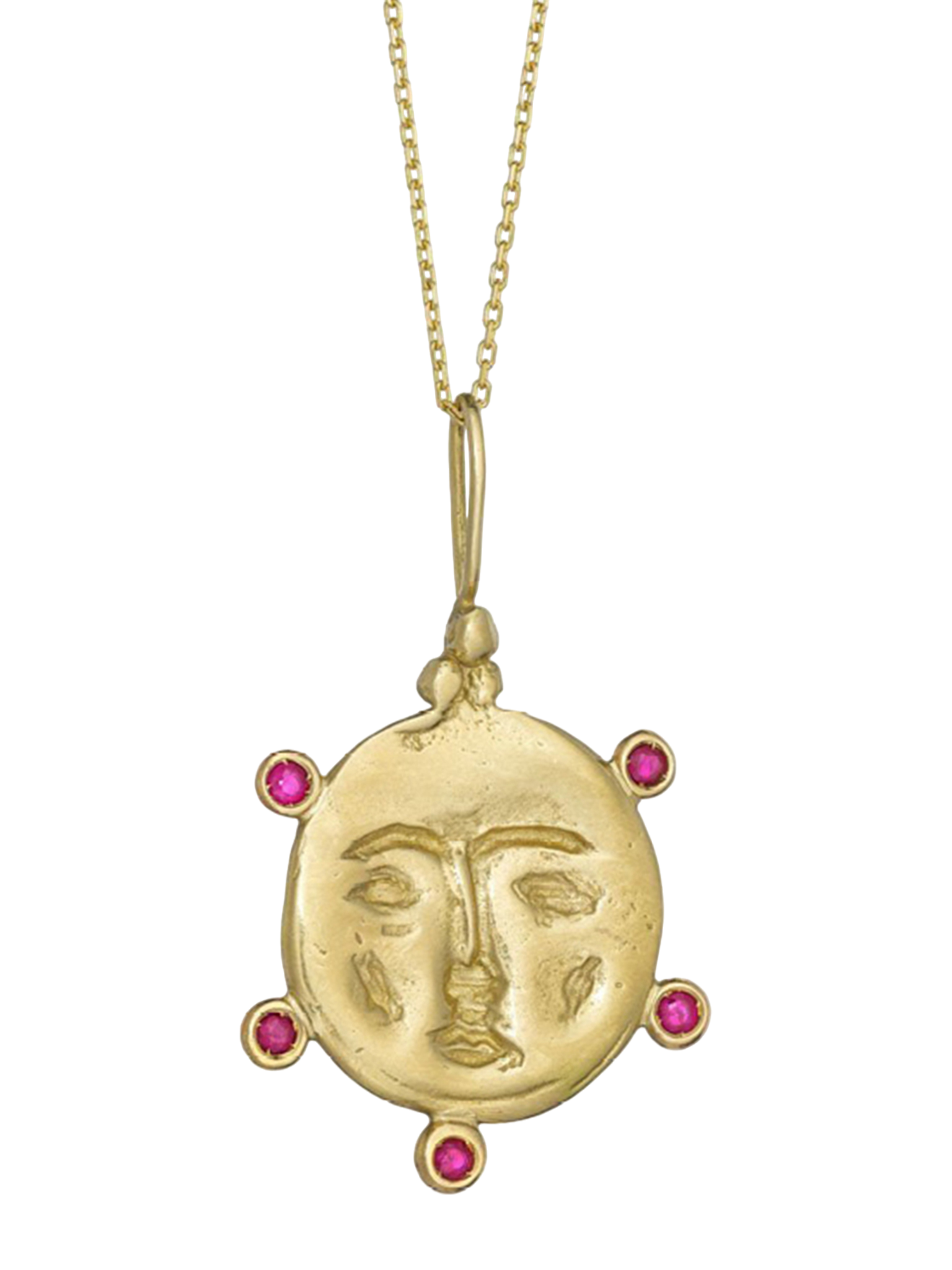 Ruby moon face pendant